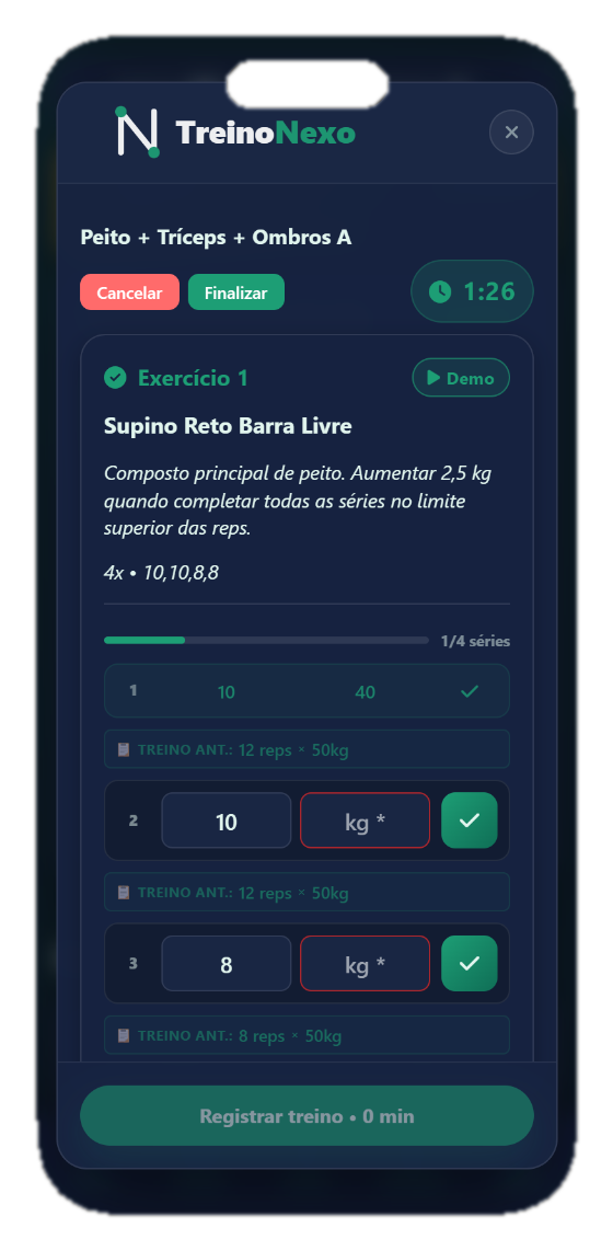 Execução de treino